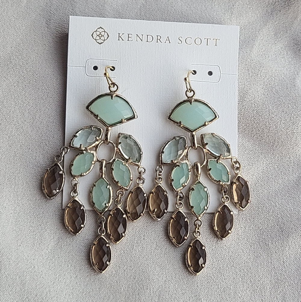 Kendra Scott Vintage Gwen Chandelier Earrings in Chalcedony, Light Blue Quartz &